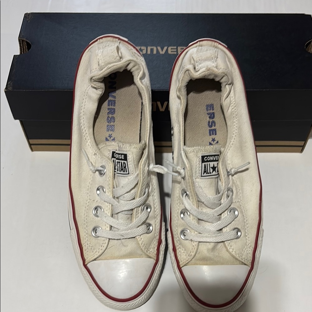 Converse Off-White Sneakers with Red Accents